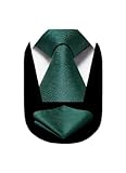 HISDERN Krawatte Dunkel Grün Herren Hochzeit Krawatte mit Einstecktuch Formal Klassisch Krawatten für Herren Elegant Business Party