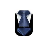 HISDERN Krawatte Blau Herren Krawatten mit Einstecktuch Hochzeit Elegant Krawatte & Taschentuch Set Business