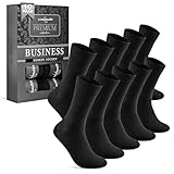 Business Socken Herren Schwarz 10 Paar Herrensocken aus Baumwolle ohne drückende Naht 15800 (Schwarz 43-46)