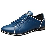 Mumuj Comfortable slip-on sneakers for men Männer Mode solides Business Sport flache Runde Zehen beiläufige Schuhe (Sky Blue, 47)
