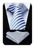 HISDERN Krawatte für Herren Streifen Formelle Krawatten Business-Krawatte Einstecktuch Hochzeitskrawatten und Einstecktuch Sets